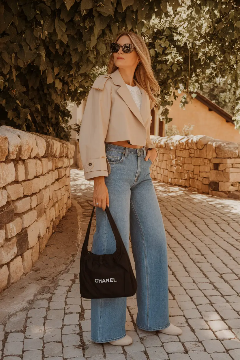 summer to fall transition outfits Neutral Crops and Denim That Do It All