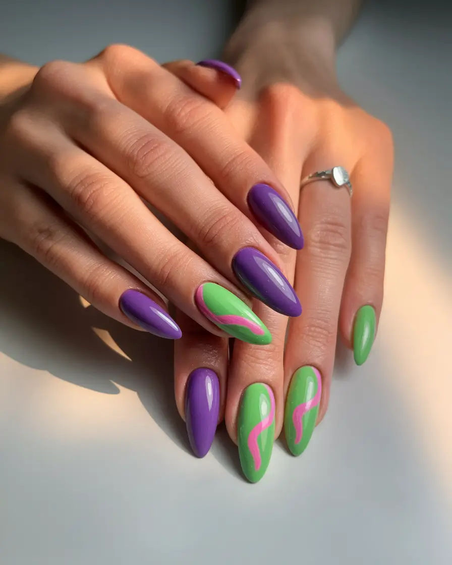 Top Nail Colors for Summer 2025 Neon Swirl Meets Citrus Pop