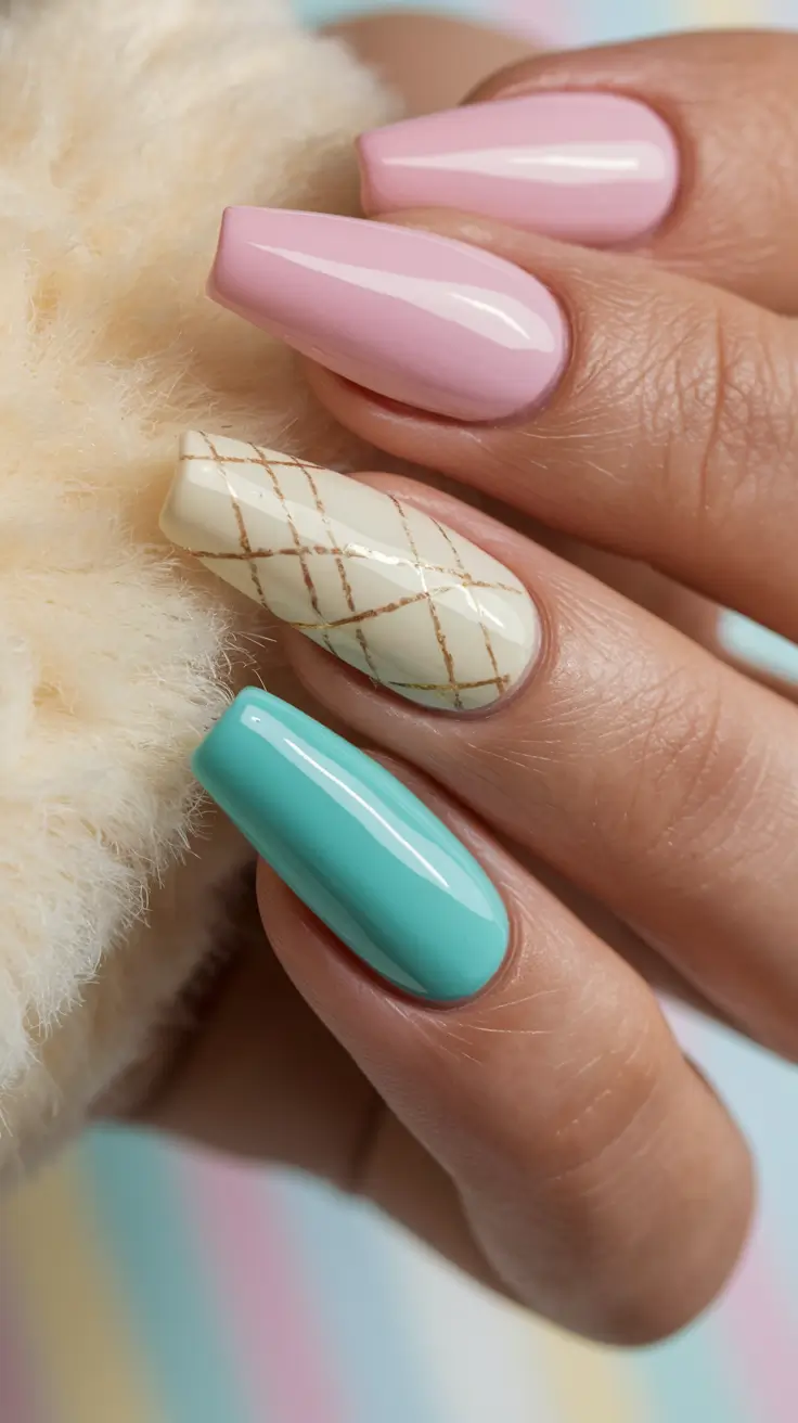 Top Nail Colors for Summer 2025 Playful Pastel Plaid with a Pop of Mint