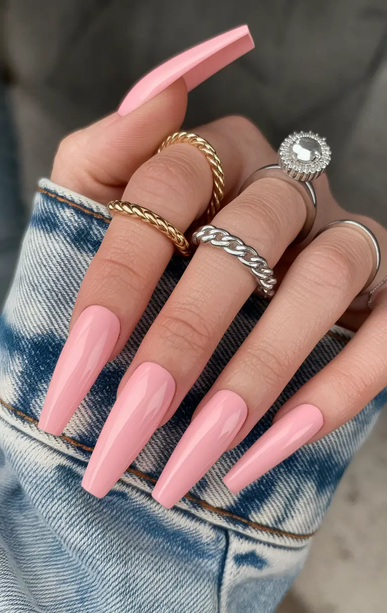 Top Nail Colors for Summer 2025 Long & Luxe Cotton Candy Pink