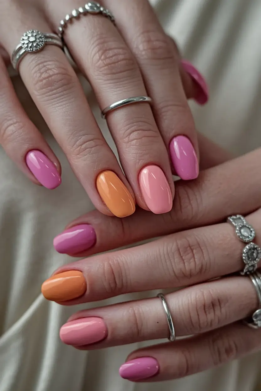 Top Nail Colors for Summer 2025 Sunset Sorbet Mix