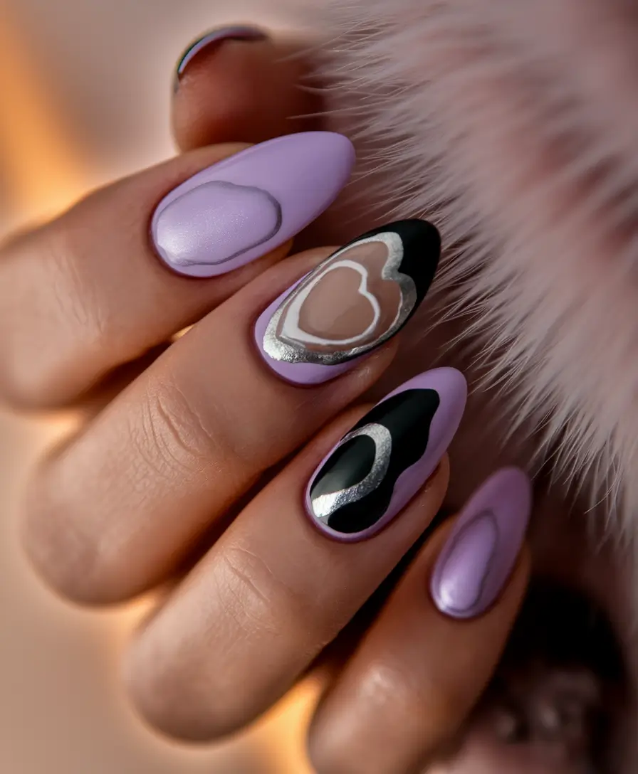 Cutest Summer Nails for 2025 Lavender Love with Chrome Hearts