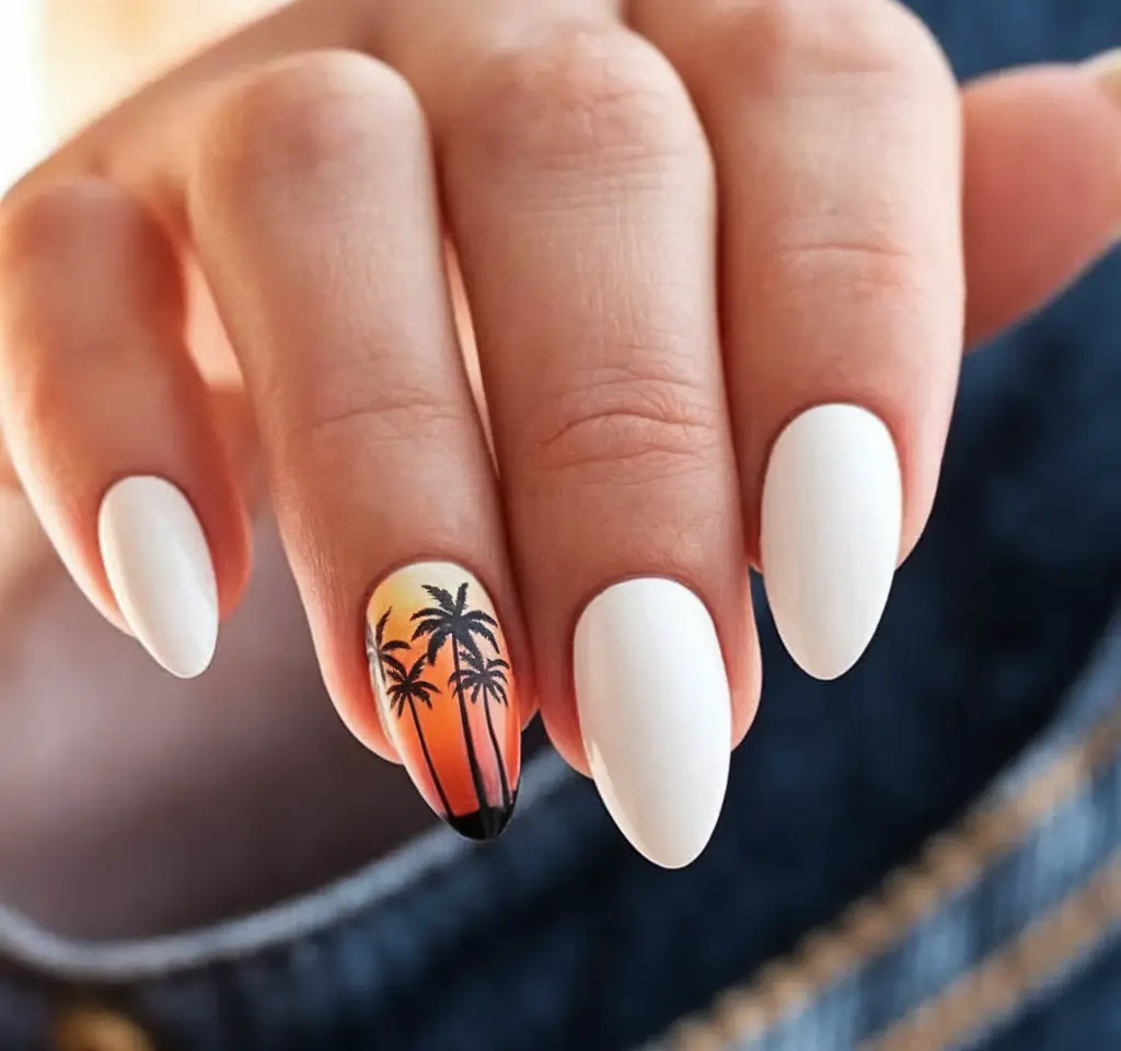 Sunset Silhouettes with Palm Accents