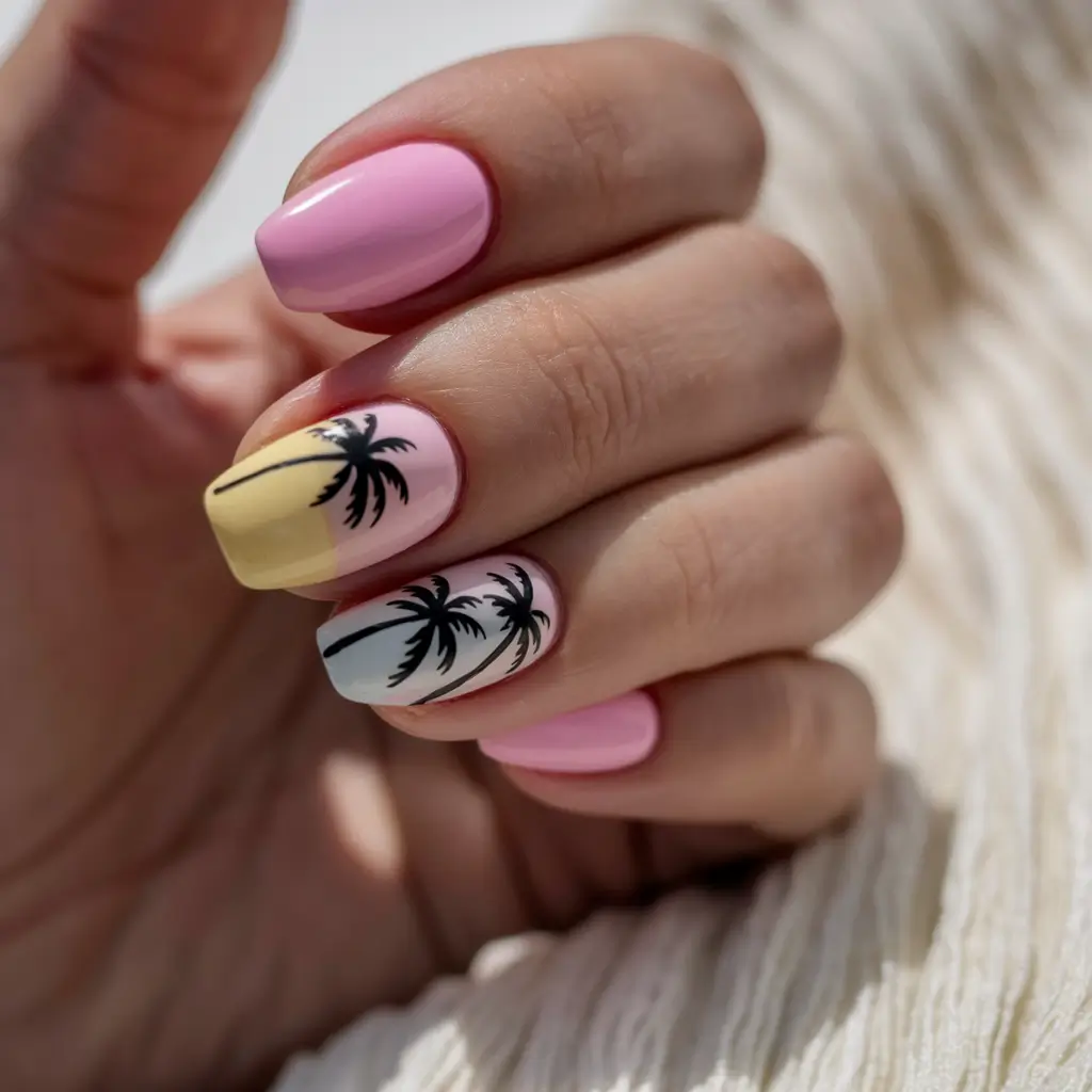 Cutest Summer Nails for 2025 Sunset Palms and Soft Pastels