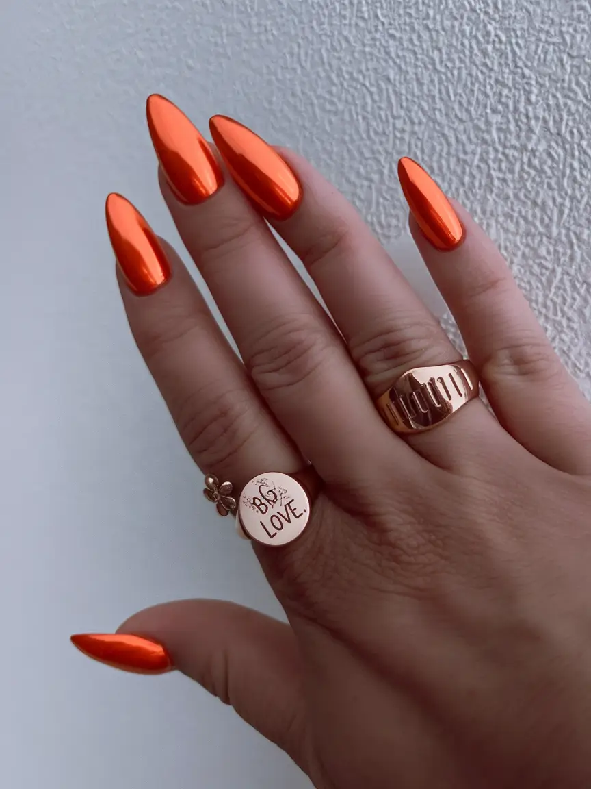 Cutest Summer Nails for 2025 Glossy Neon Orange Drama