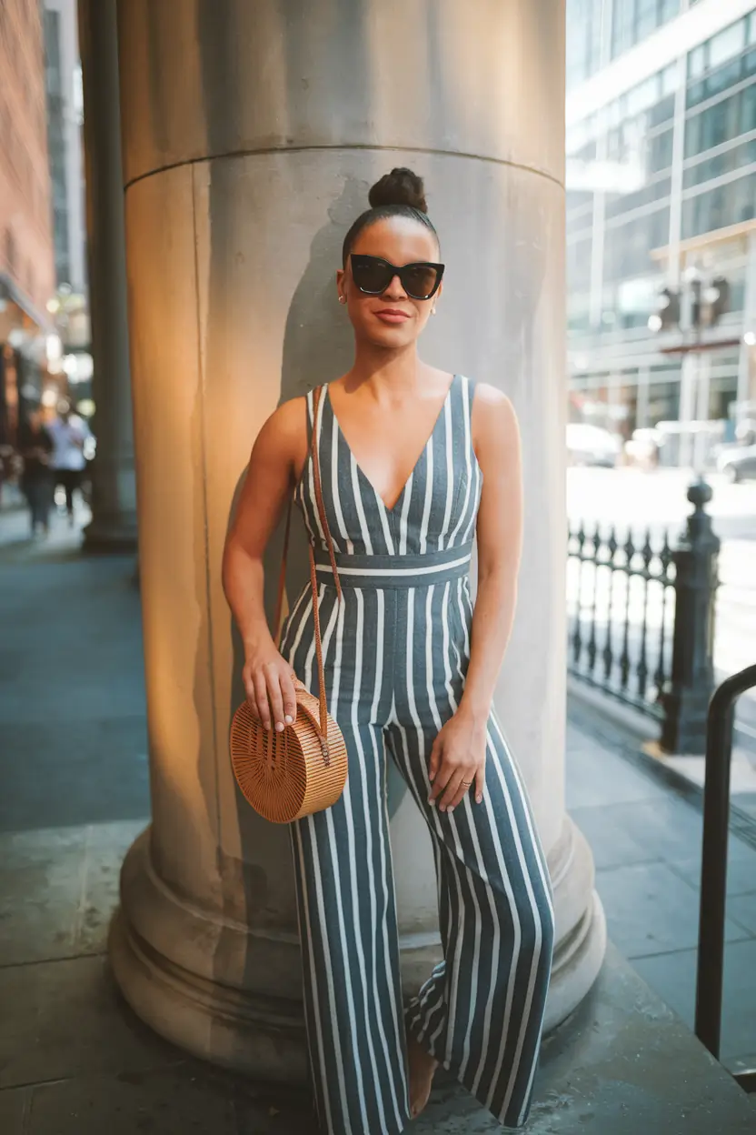 end of summer outfits street styles Stripes, Structure, and City Heat