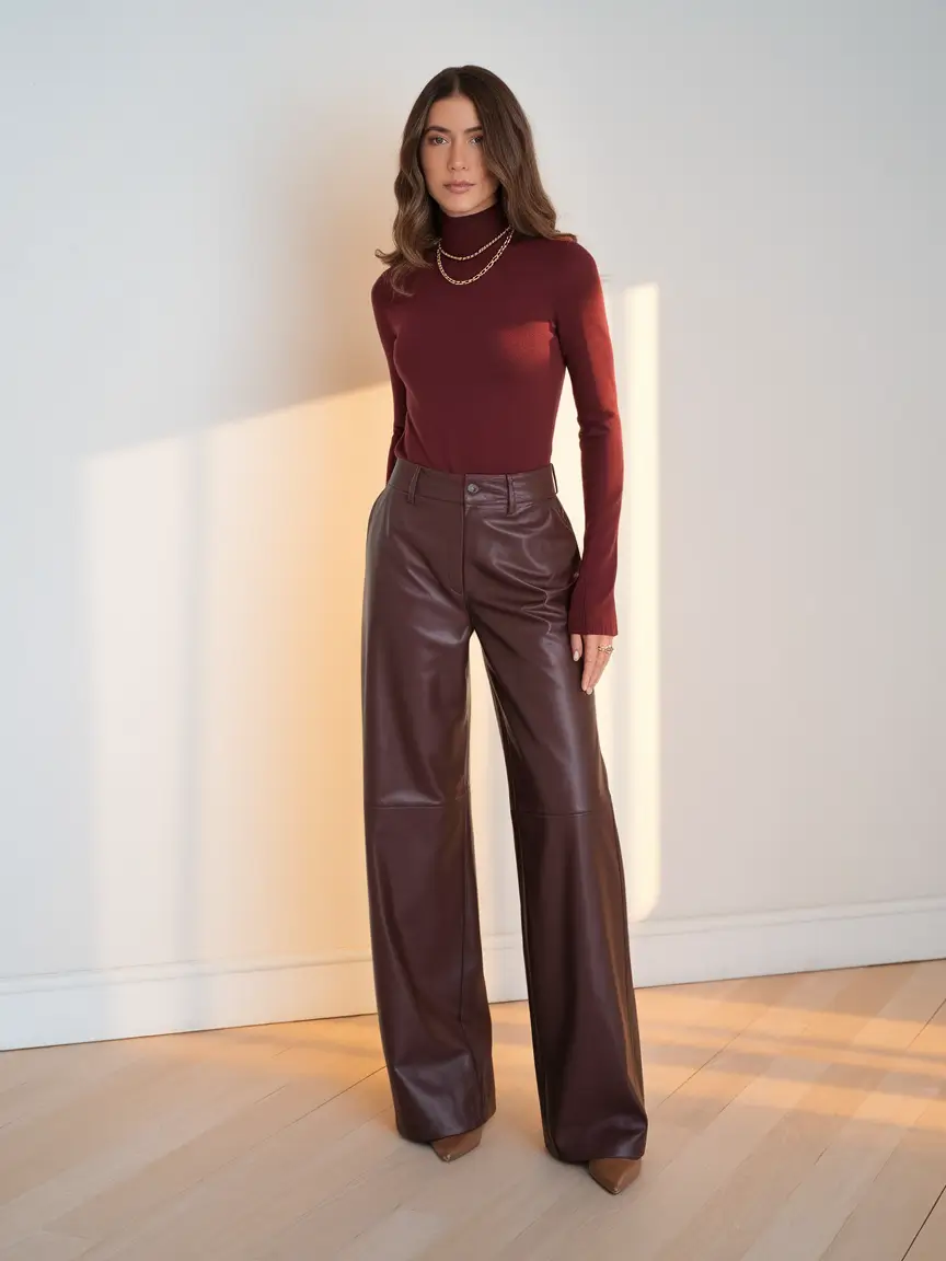 everyday fall outfits for women Wine-Colored Luxe: Sleek and Structured for Fall Days