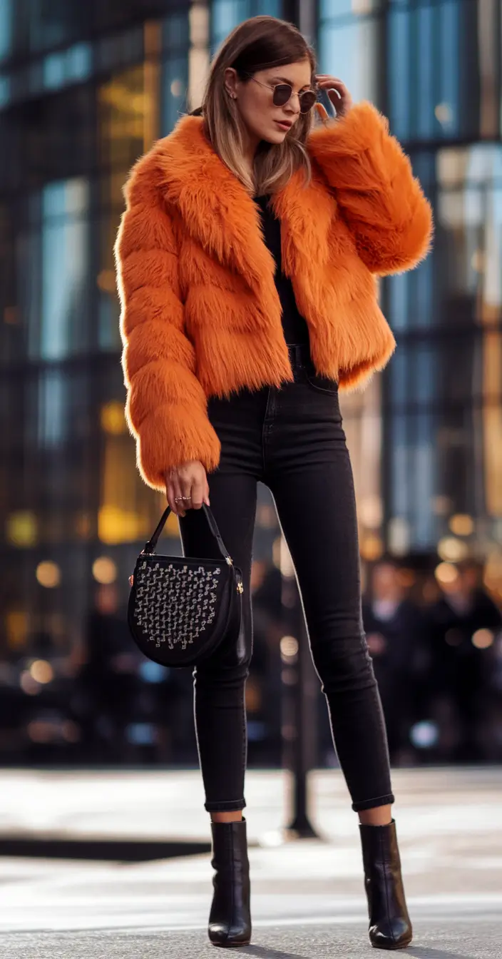 everyday fall outfits for women Bold in Burnt Orange: Statement Outerwear Meets City Chic