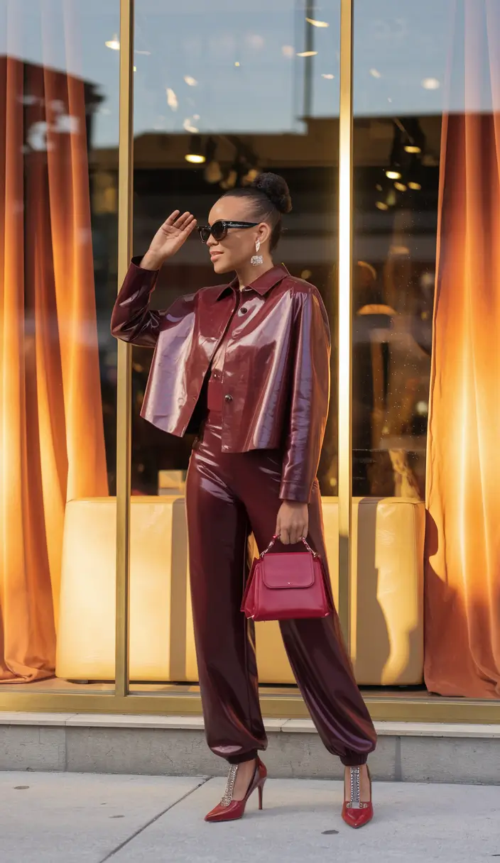 2025 Fall Casual Looks and Outfits Ideas Glossy Bordeaux for Power Moments