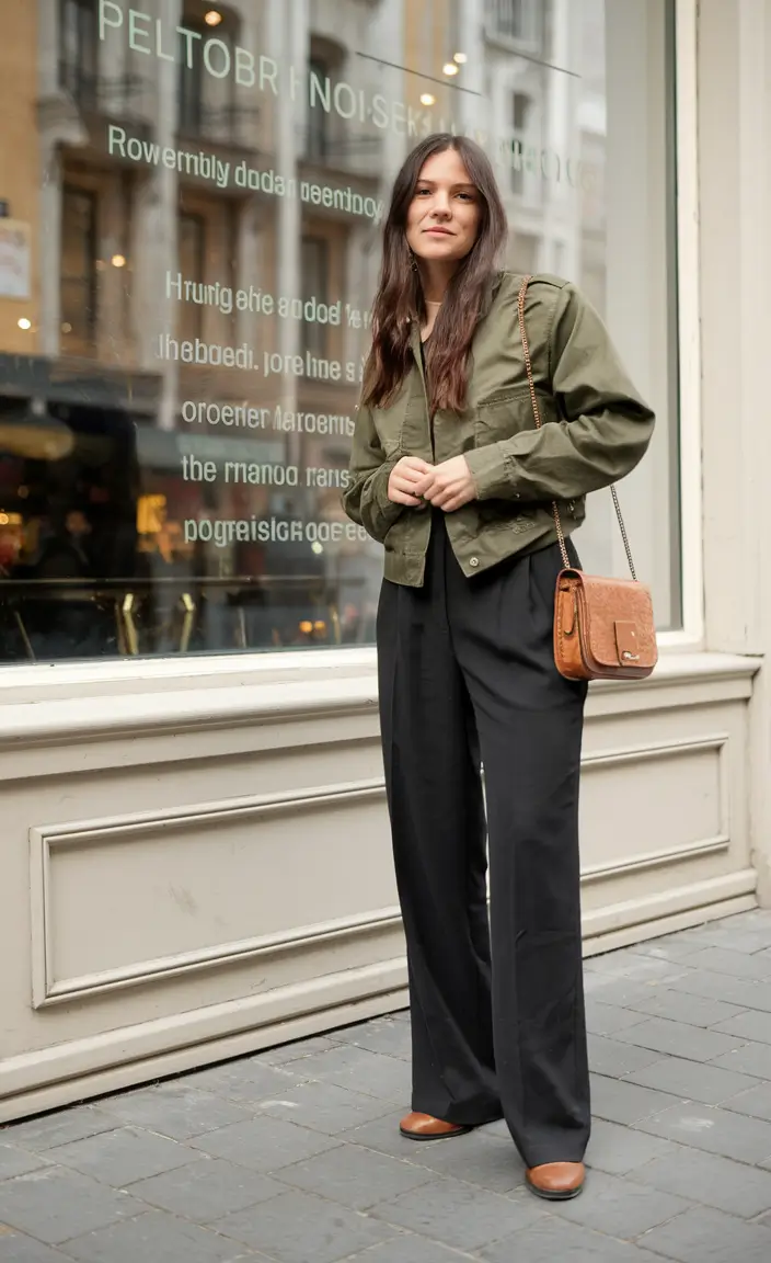 2025 Fall Casual Looks and outfits Ideas Structured and Effortless in Army Green and Black