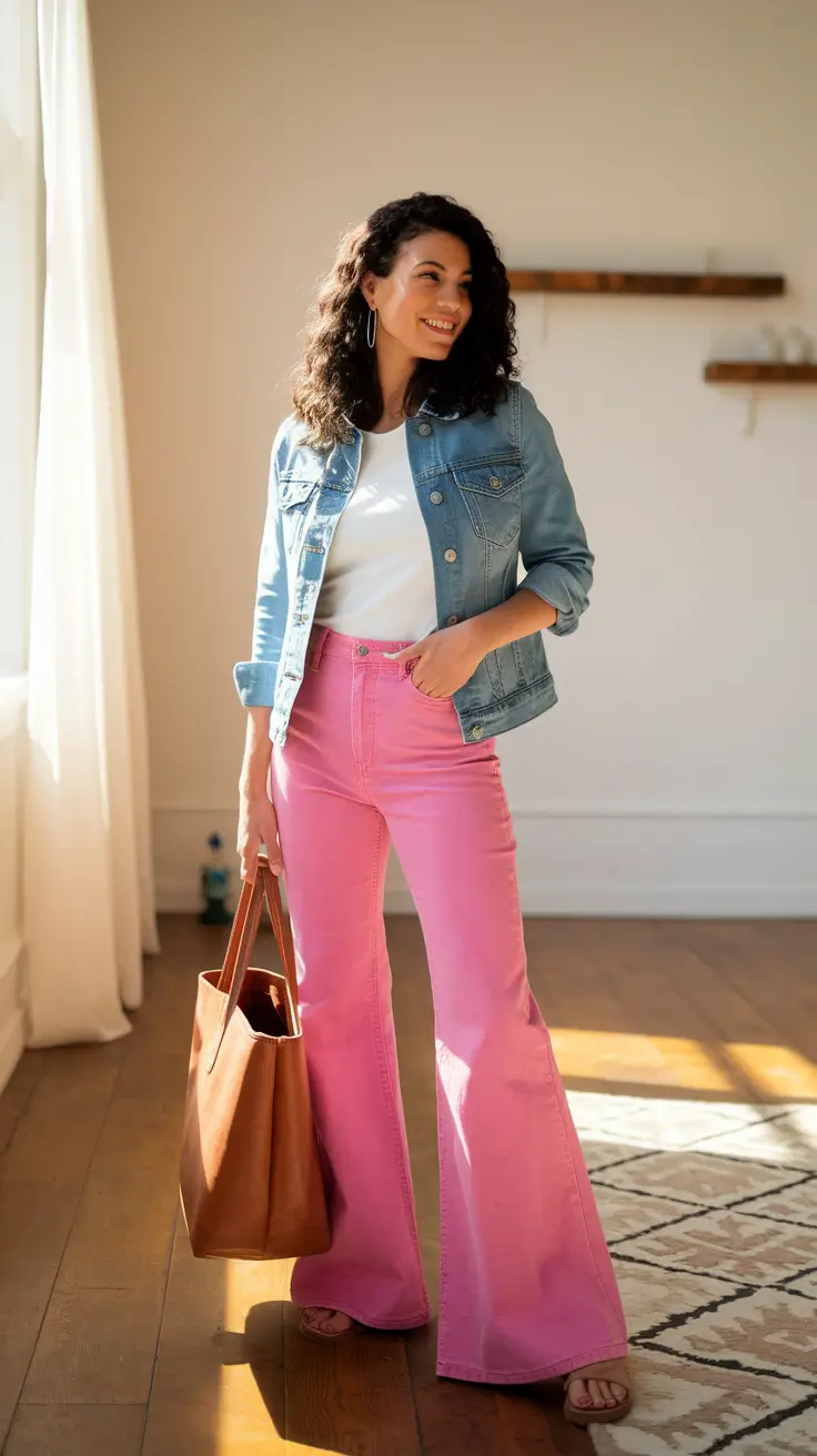 2025 Fall Casual Looks and Outfits Ideas Modern Retro in Pink Denim