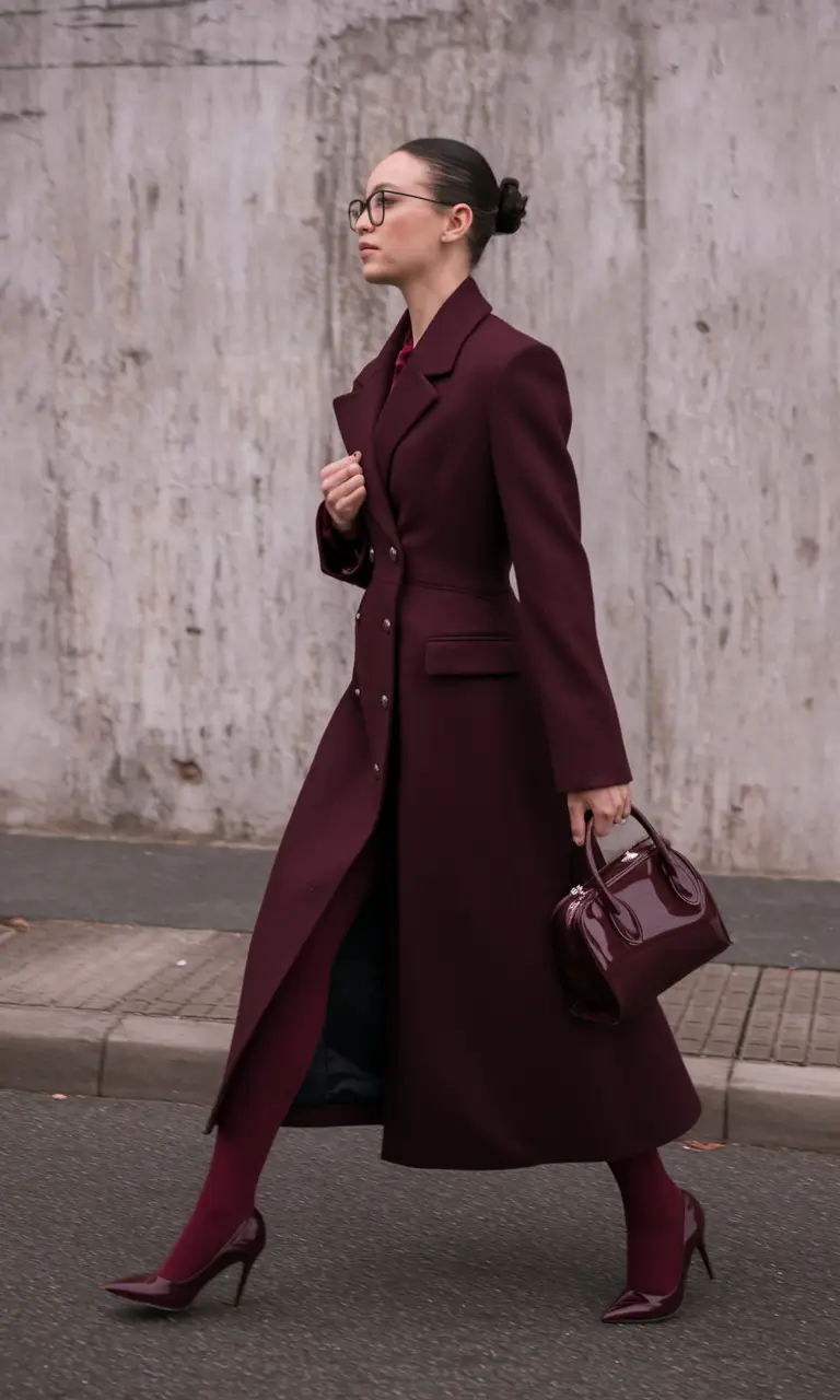 fall fashion outfits classy Monochrome Power in Deep Burgundy