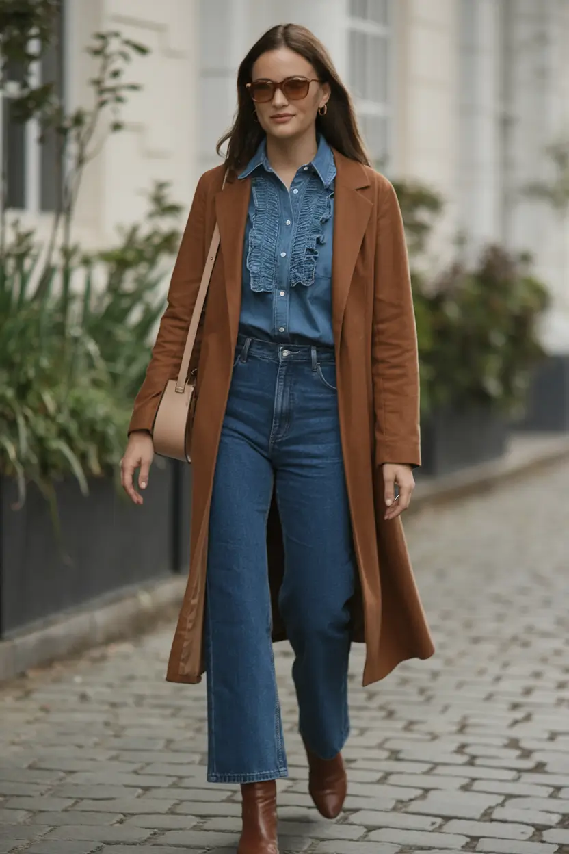 casual autumn street style chic Modern Denim With a Retro Soul