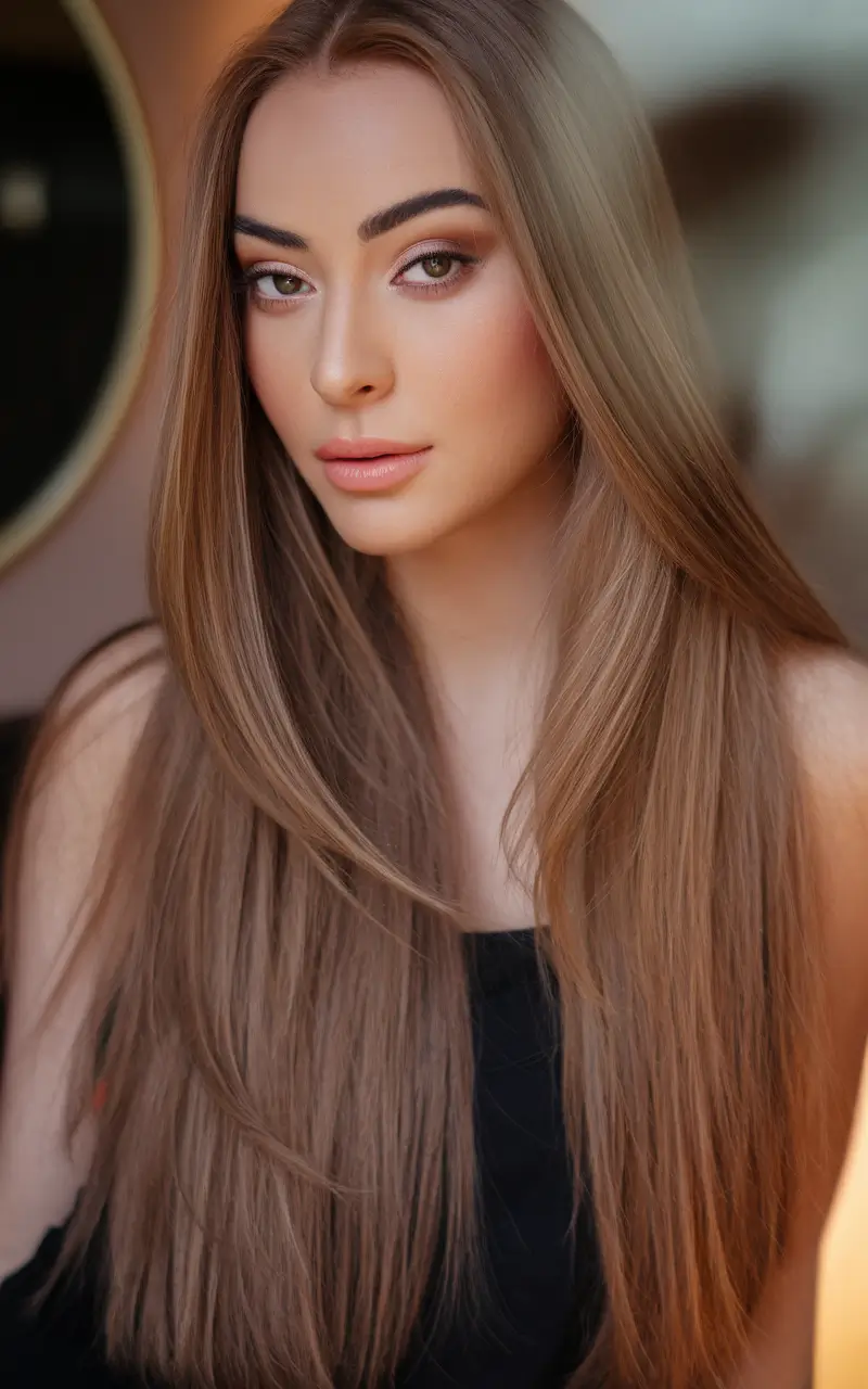2025 Fall Hair Colors That Flatter Brown Skin+Soft Cocoa Straight for Sleek Minimalism
