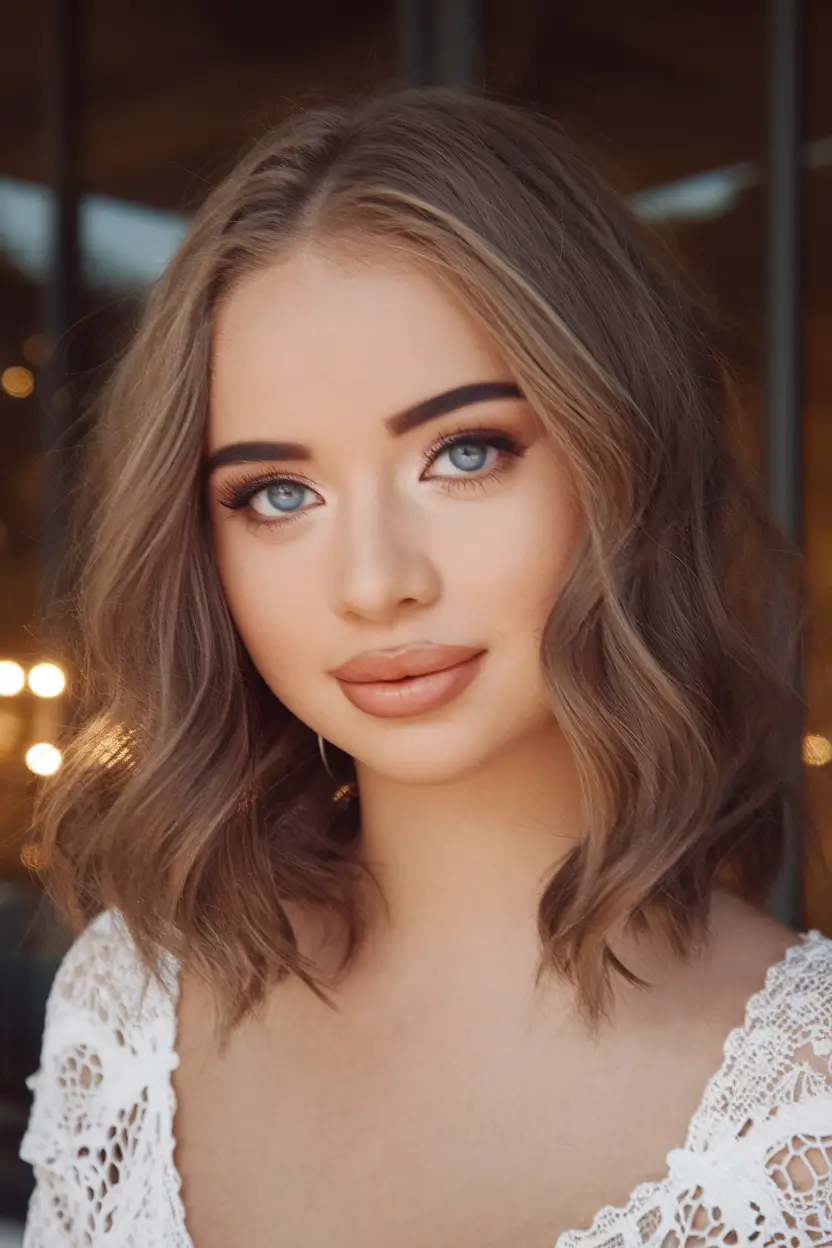 2025 Fall Hair Colors That Flatter Brown Skin+Soft Mushroom Bob with Warm Undertones