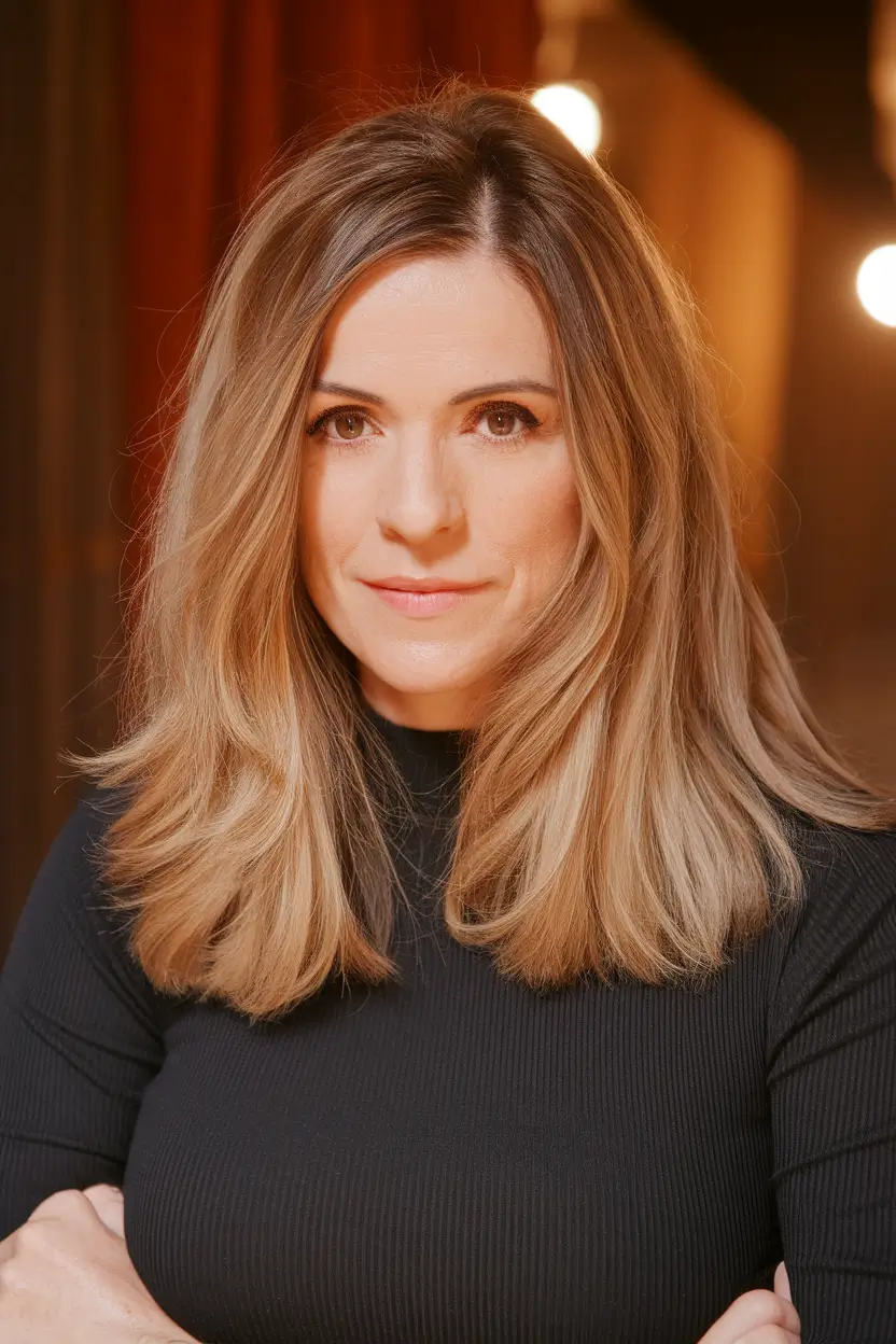 fall haircuts for women over 40 Natural Blonde Blowout with Subtle Layers