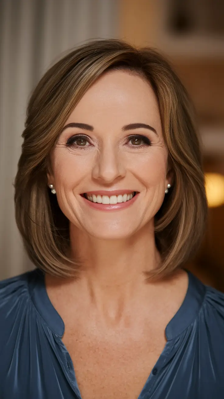 fall haircuts for women over 40 Polished Bob with Side Volume