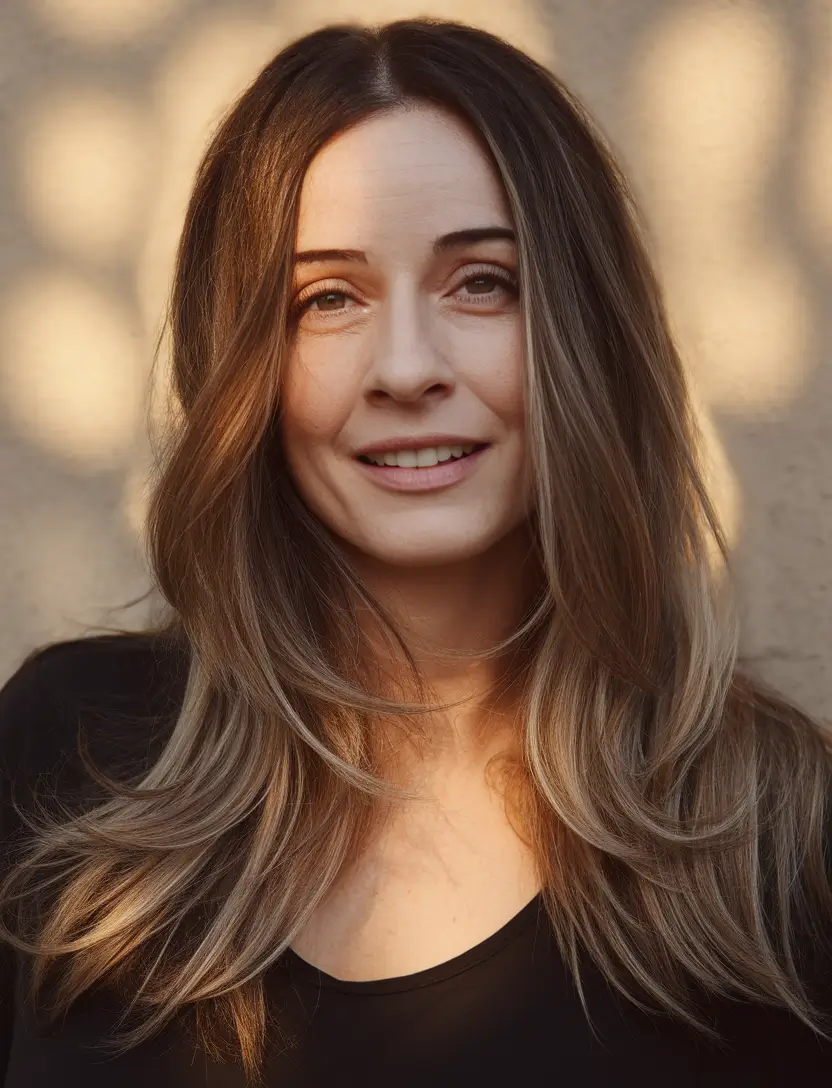fall haircuts for women over 40 Long Layered Curtain Flow