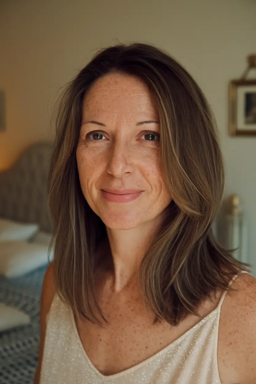 fall haircuts for women over 40 Natural Texture and Timeless Length