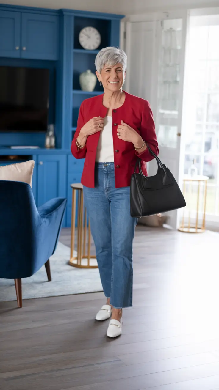 fashion for Crisp Red and Denim Ease