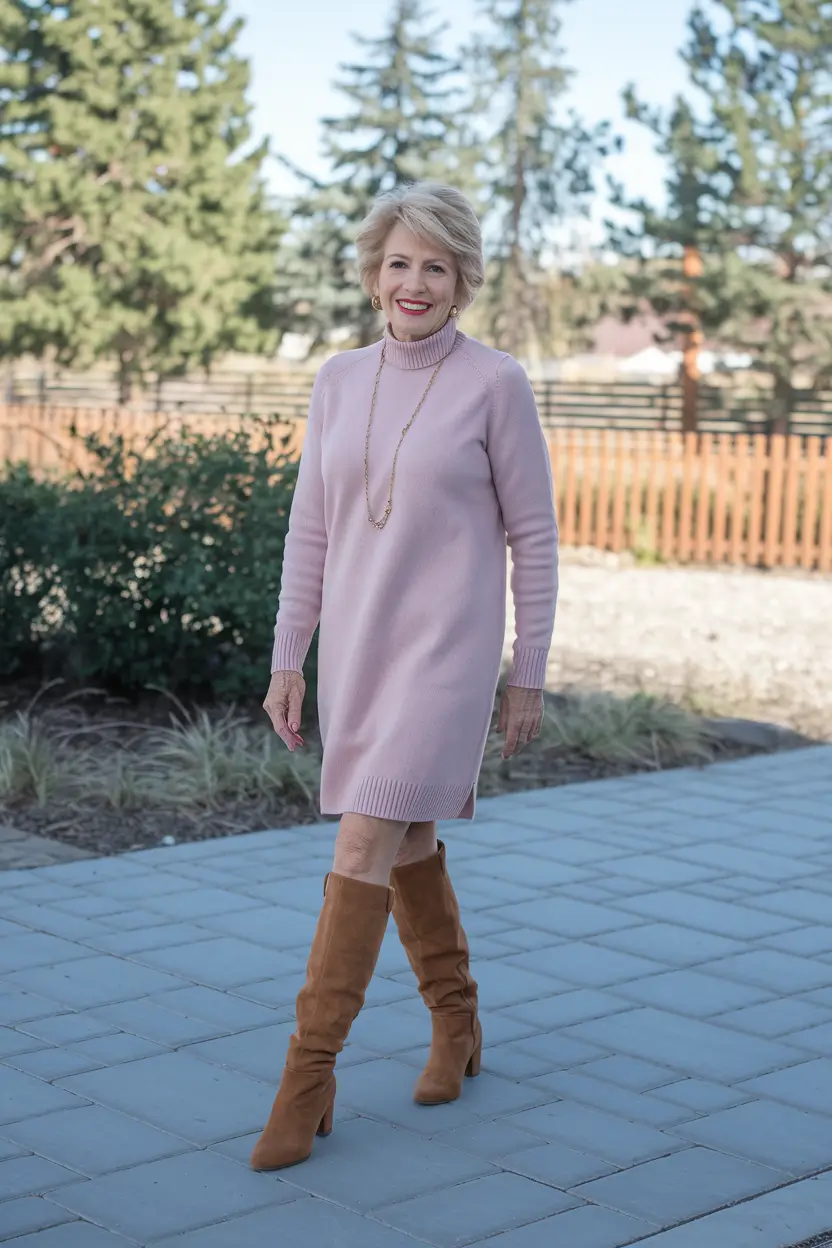 cute fall outfits for women over 60 Blush Knit and Suede Swagger