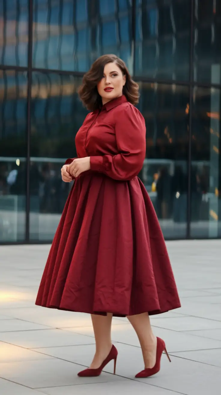 plus size fall fashion Retro Romance in Deep Wine