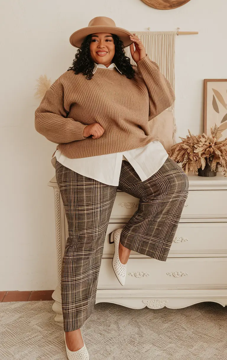 plus size fall fashion Classic Prep With a Cozy Touch