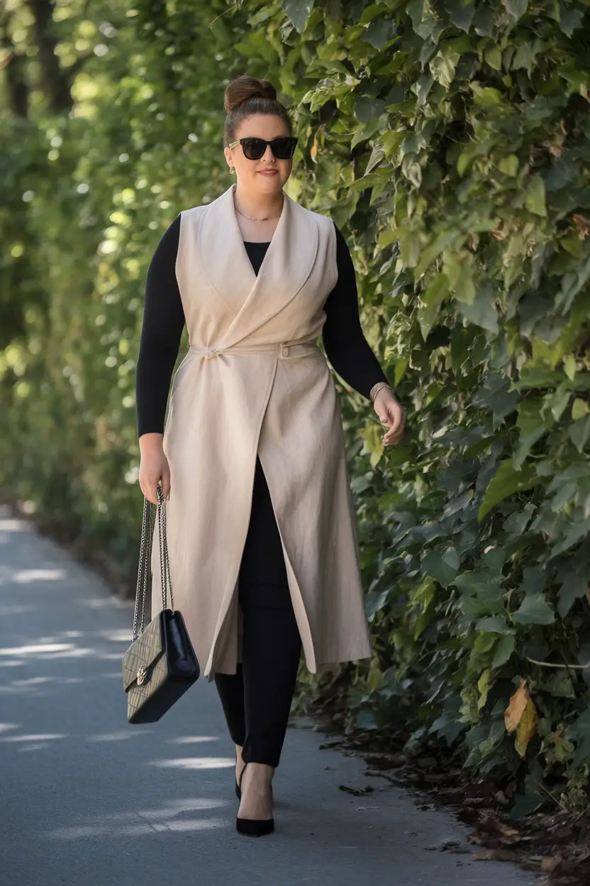 plus size fall fashion Layered Luxe in Neutrals