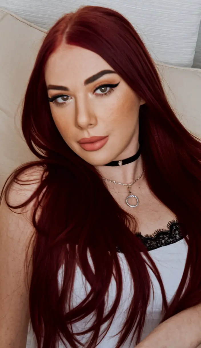 Autumn Burgundy Hair Color Trends for Fall 2025+Sleek and Saturated Cherry Burgundy