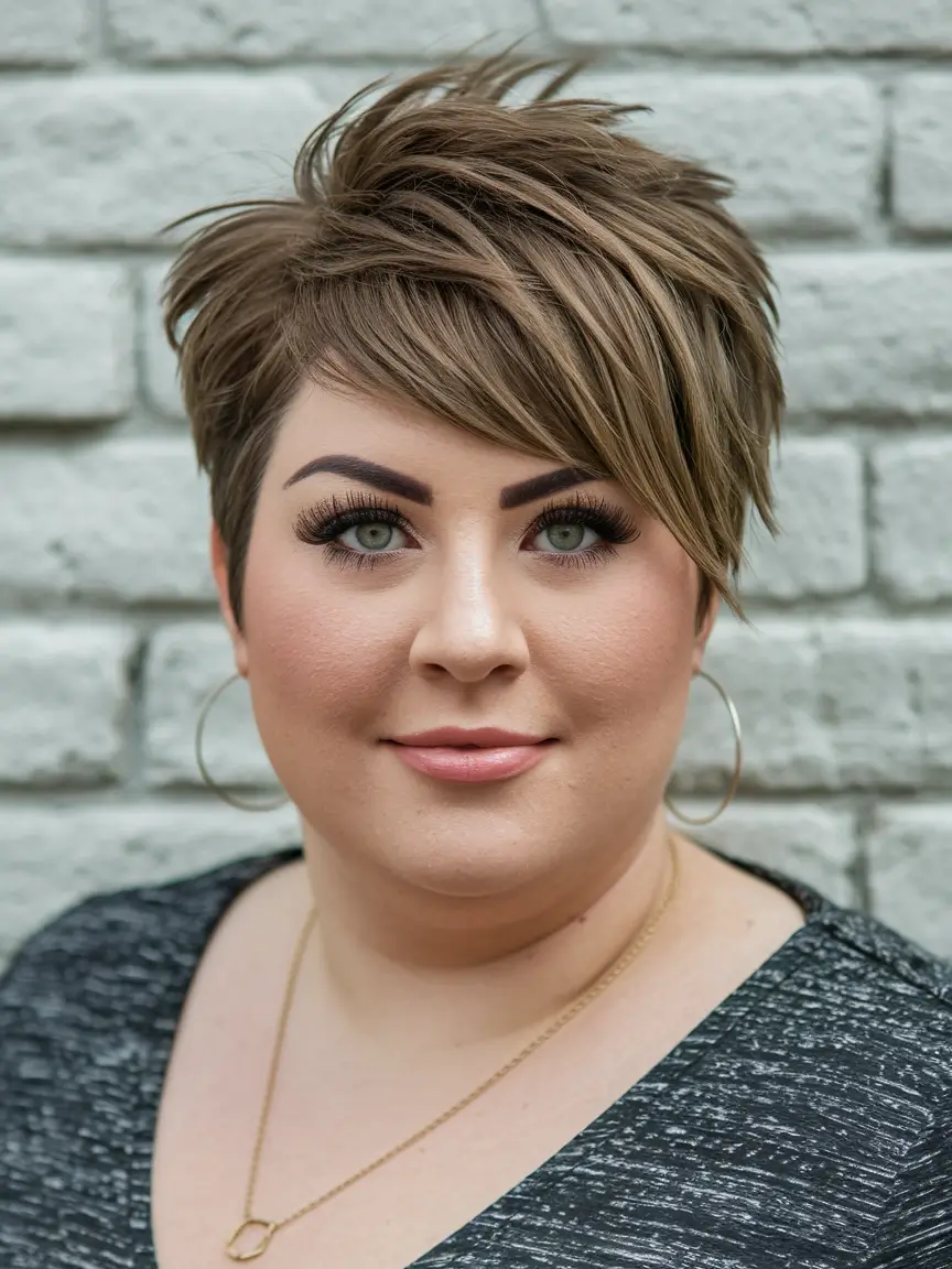 haircuts plus size women+Textured Short Pixie with Volume