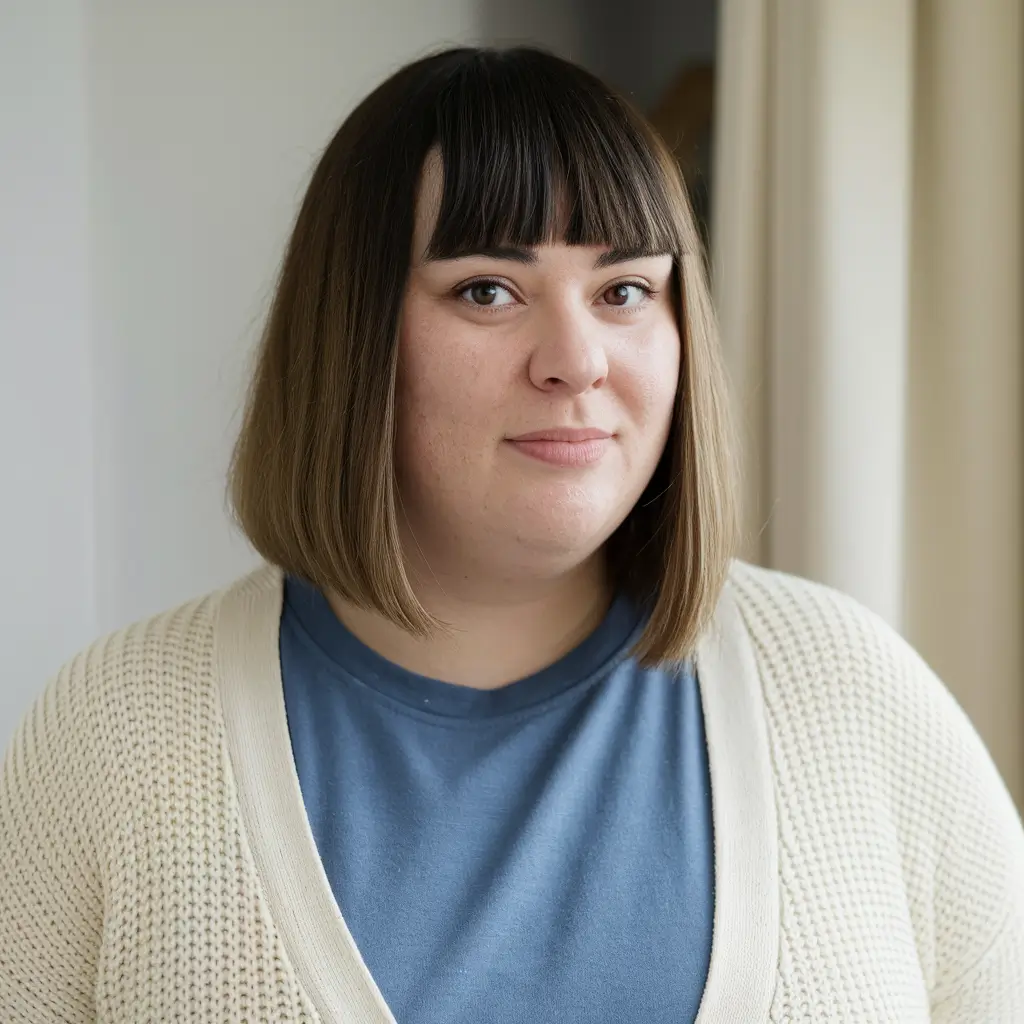 haircuts plus size women+Classic Bob with Thick Fringe