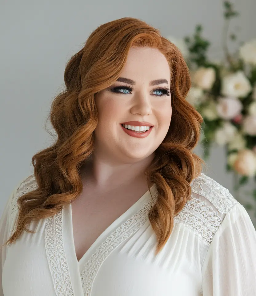 haircuts plus size women+Romantic Auburn Waves for Soft Glam