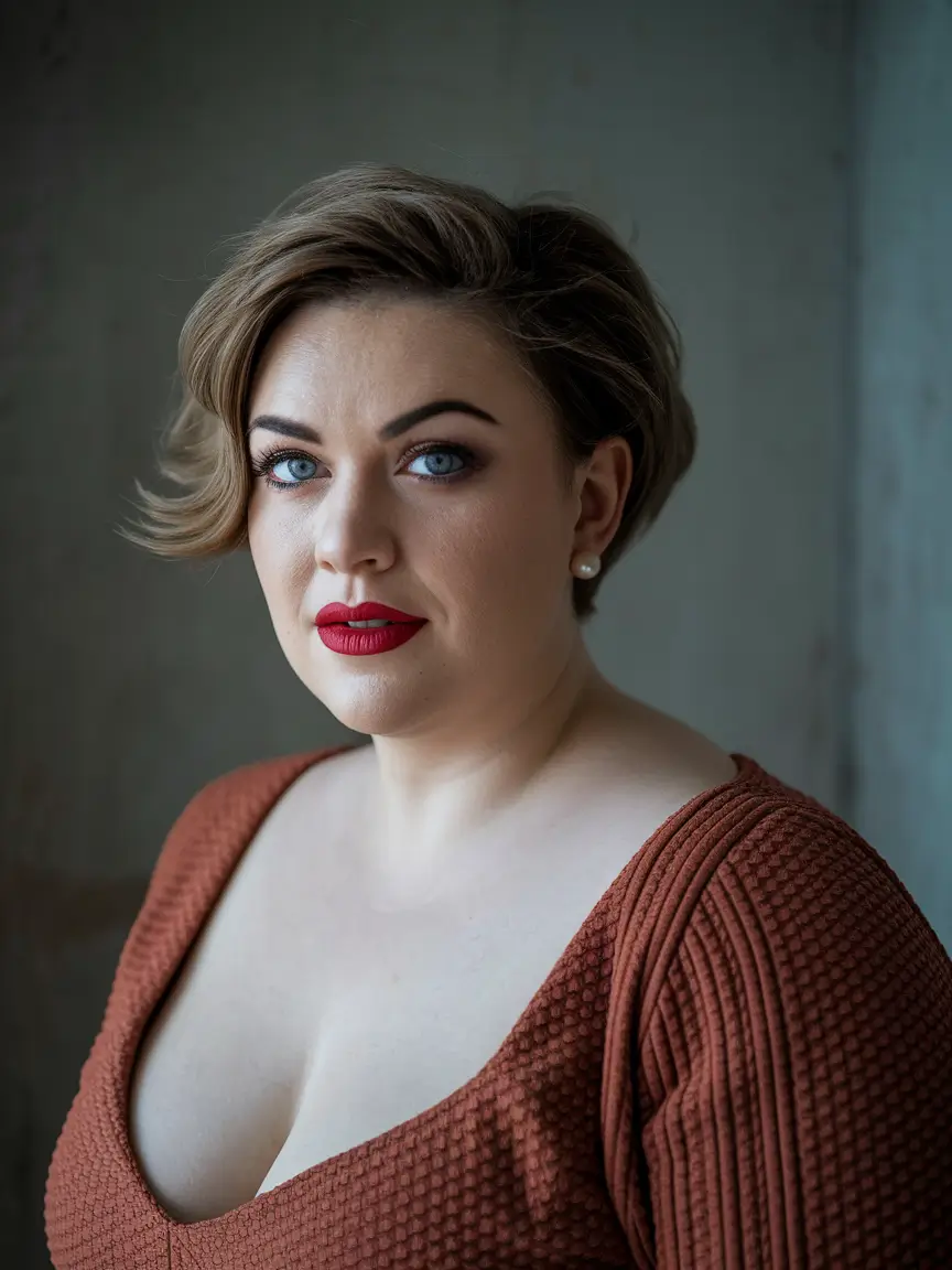 haircuts plus size women+Sculpted Short Pixie Bob with Drama