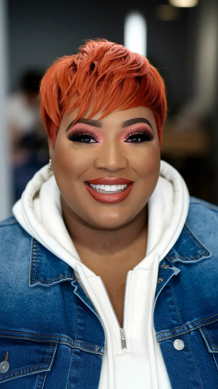 really short haircuts for plus size women Spicy Copper Crop with Shattered Layers