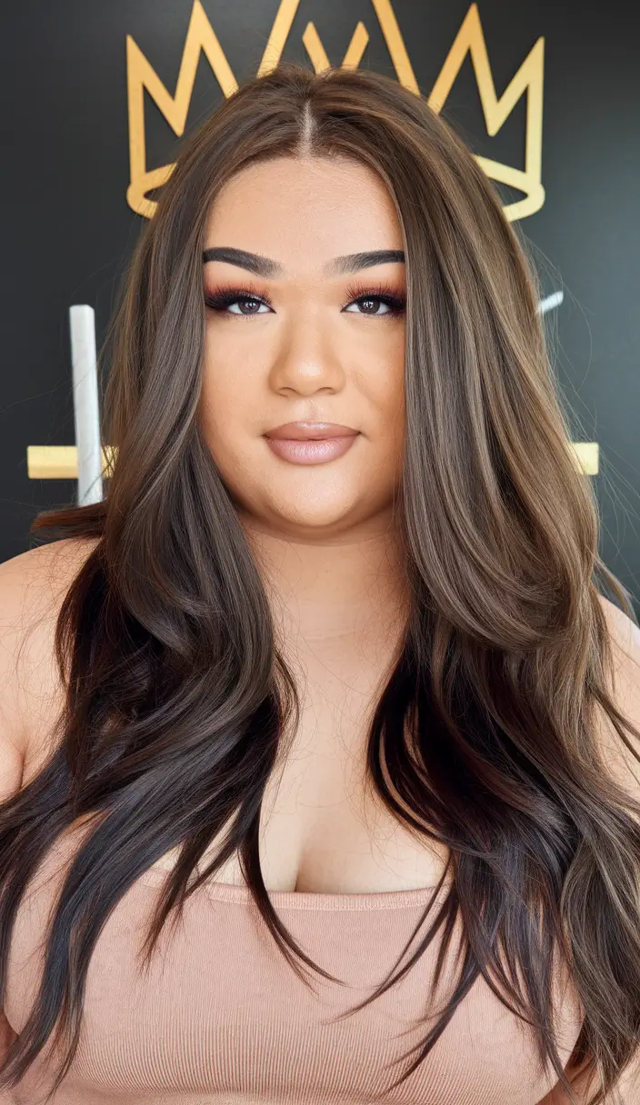 hairstyles for full figured women plus size short haircuts Voluminous Blowout Layers with Middle Part