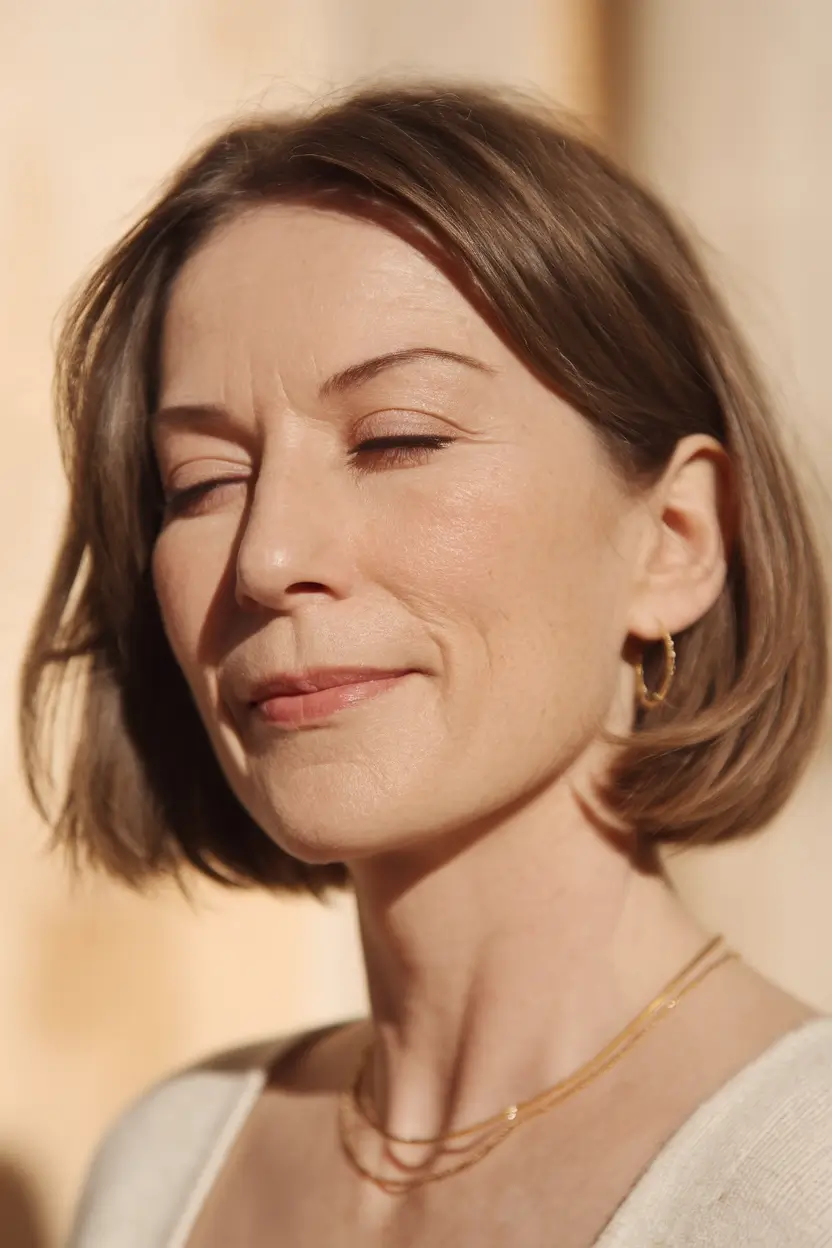 haircuts women over 50 2025 Elegant Minimalist Bob for a Low-Key Refresh