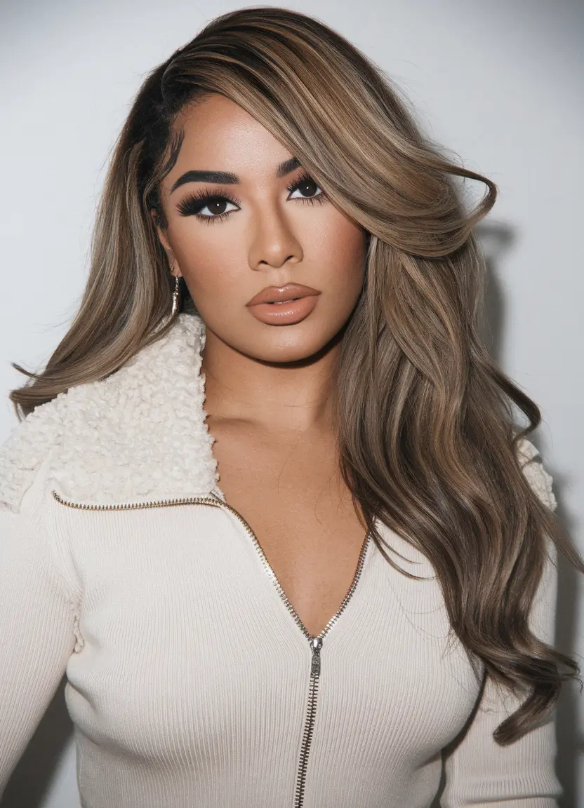 fall hair colors for cool skin tones Stone Mocha Blend with Sweeping Layers
