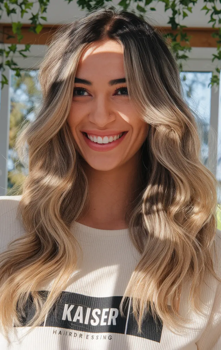 fall hair colors for cool skin tones Champagne Blonde with Shadow Root