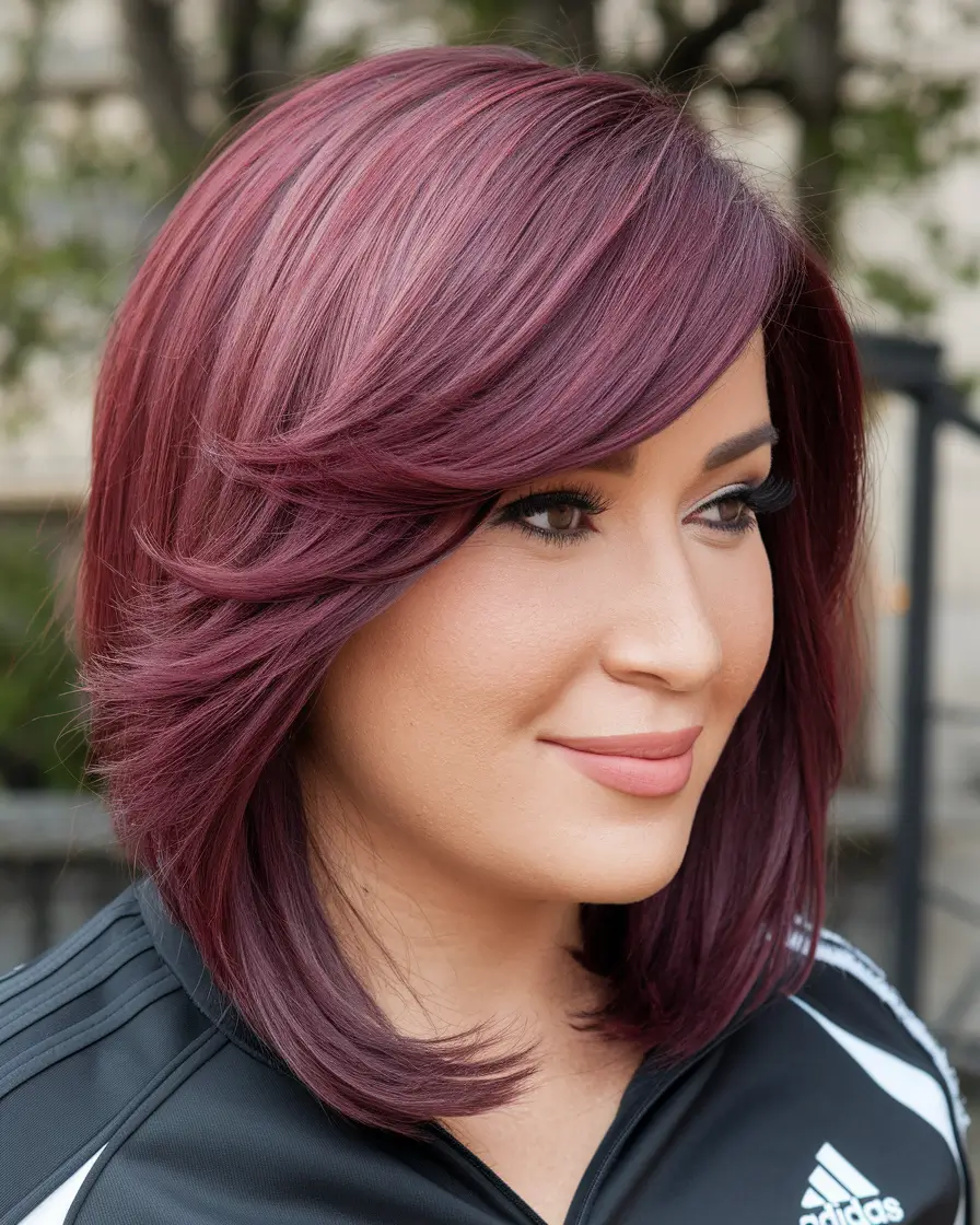 round face haircuts short layers Layered Berry Lob with a Flip