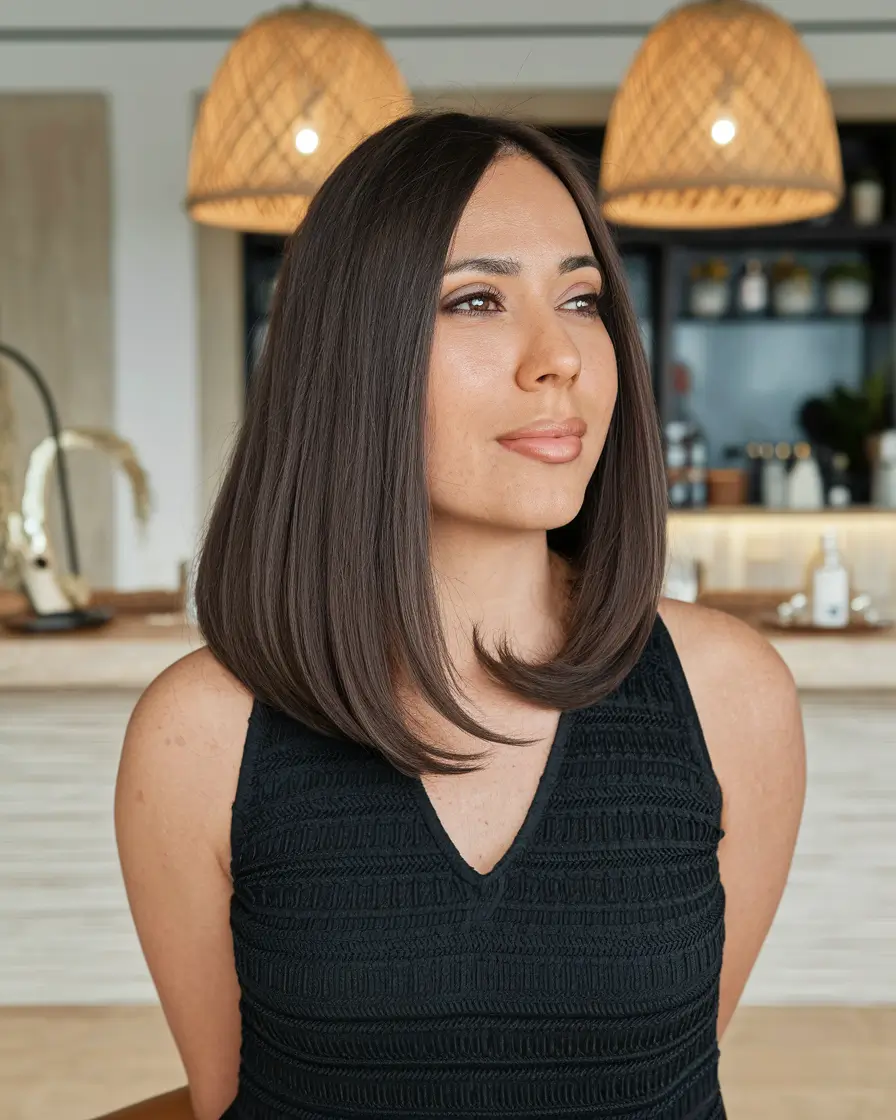 round face haircuts medium straight Rounded Blunt Bob with Under-Curve
