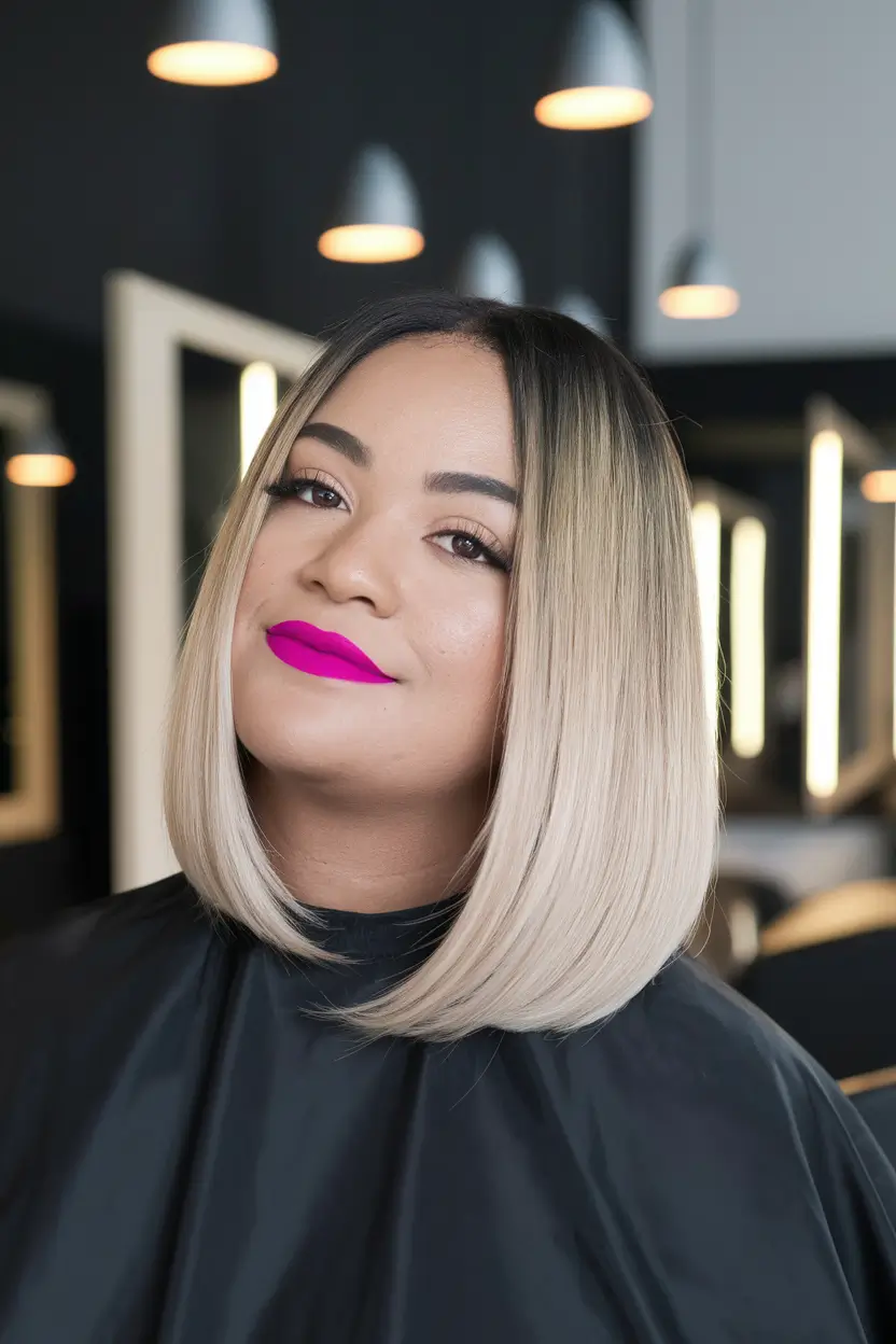 round face haircuts short layers Two-Tone Precision Bob