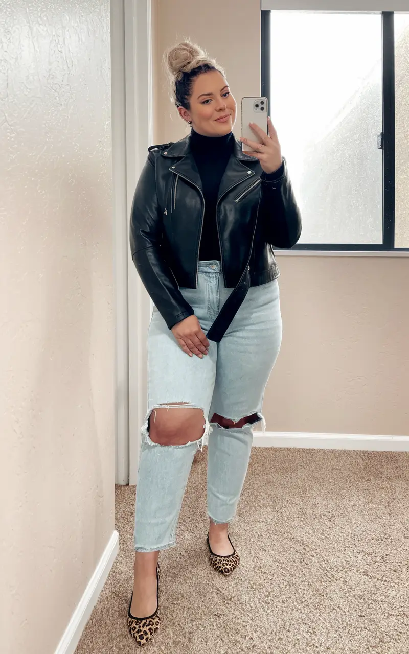 Chic Fall outfits for Curvy Women in 2025+Rocker Babe with Street Chic Energy