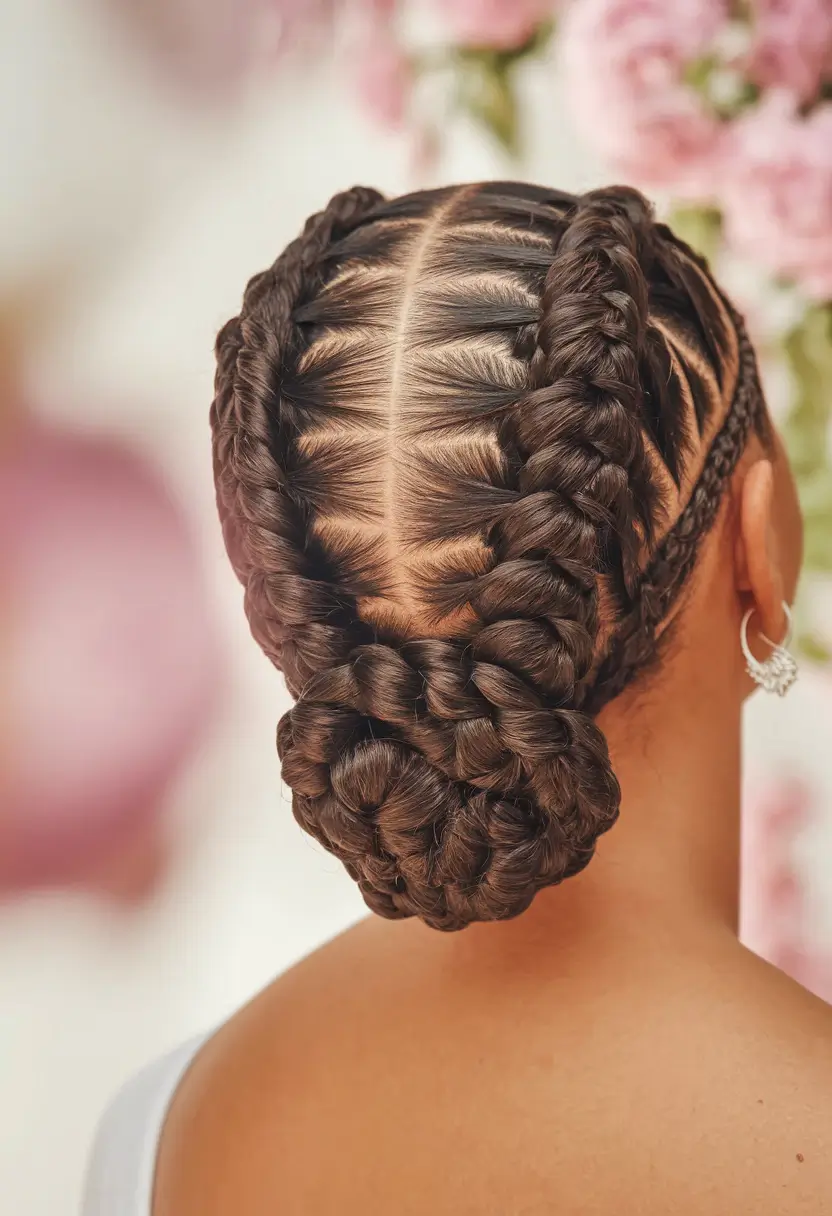 fall hairstyles for braids Elegant Braided Low Bun with Precision Parts