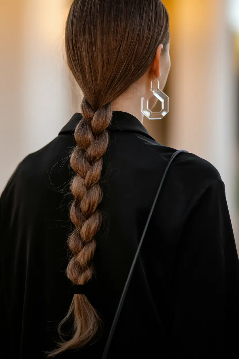 fall hairstyles braids hair ideas Statement Bubble Braid with Sleek Finish