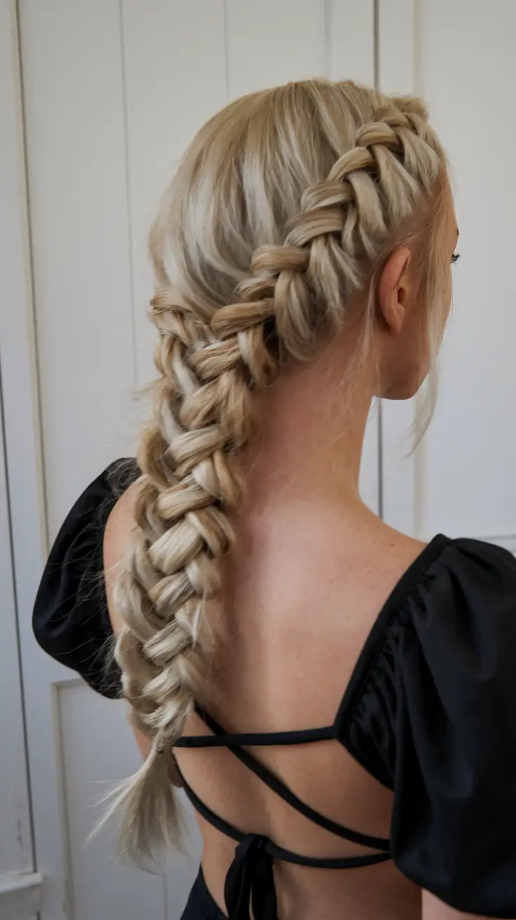 fall hairstyles braids hair ideas Voluminous Diagonal Dutch Braid