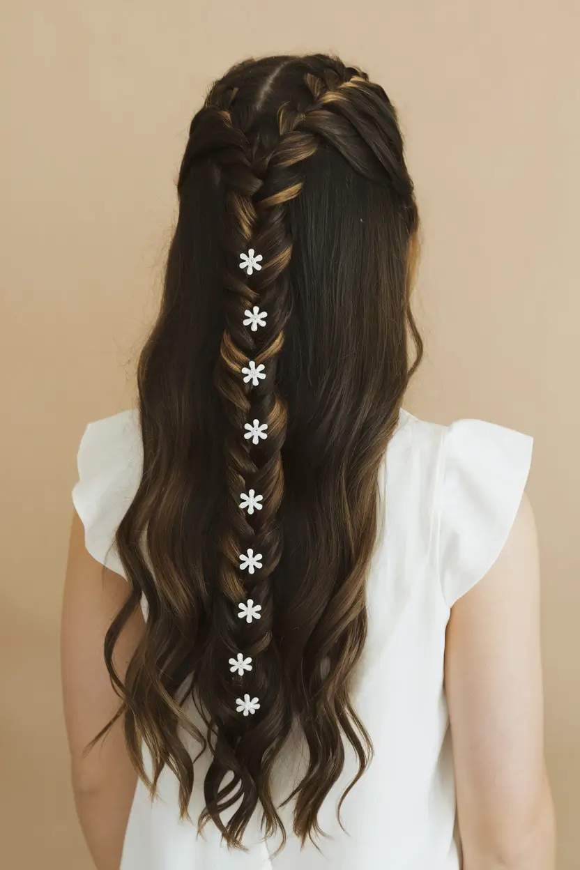 fall braids hairstyles Romantic Rope Braid with Floral Touch