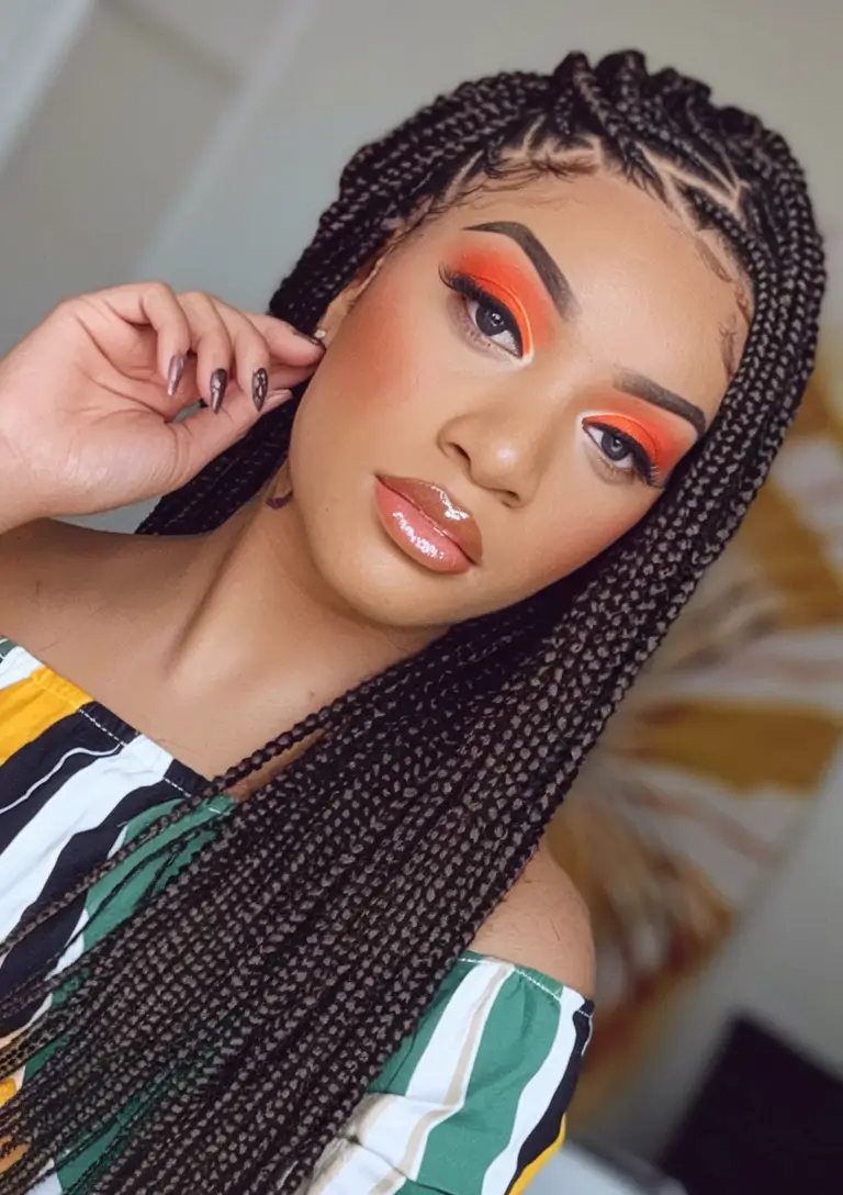 fall braids hairstyles for black women Box Braids With Braided Side Part