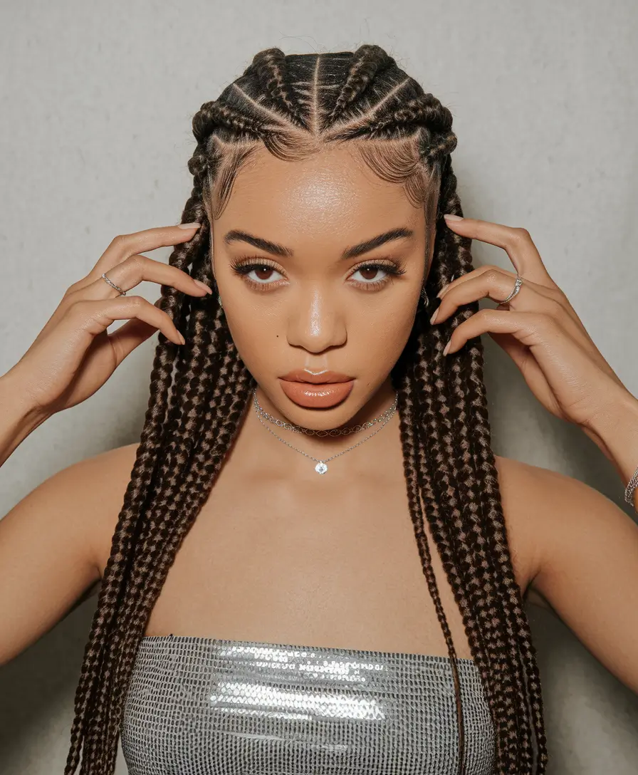 cute fall hairstyles for braids Goddess Box Braids With Defined Edges