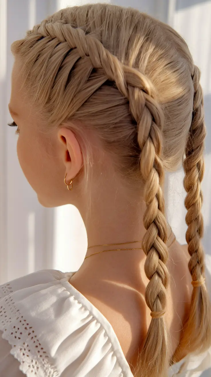 fall hairstyles braids hair ideas Chunky Crowned French Braids