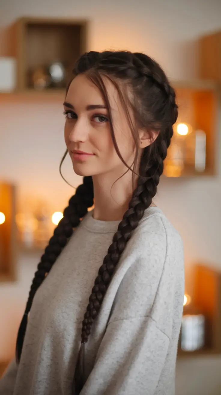 cute fall hairstyles for braids Low-Tension Braids with Casual Texture